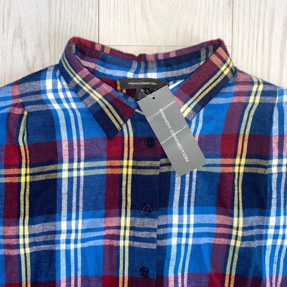 French Connection Flannel Rhodes Oversized Check  Shirt - Picture 4 of 5